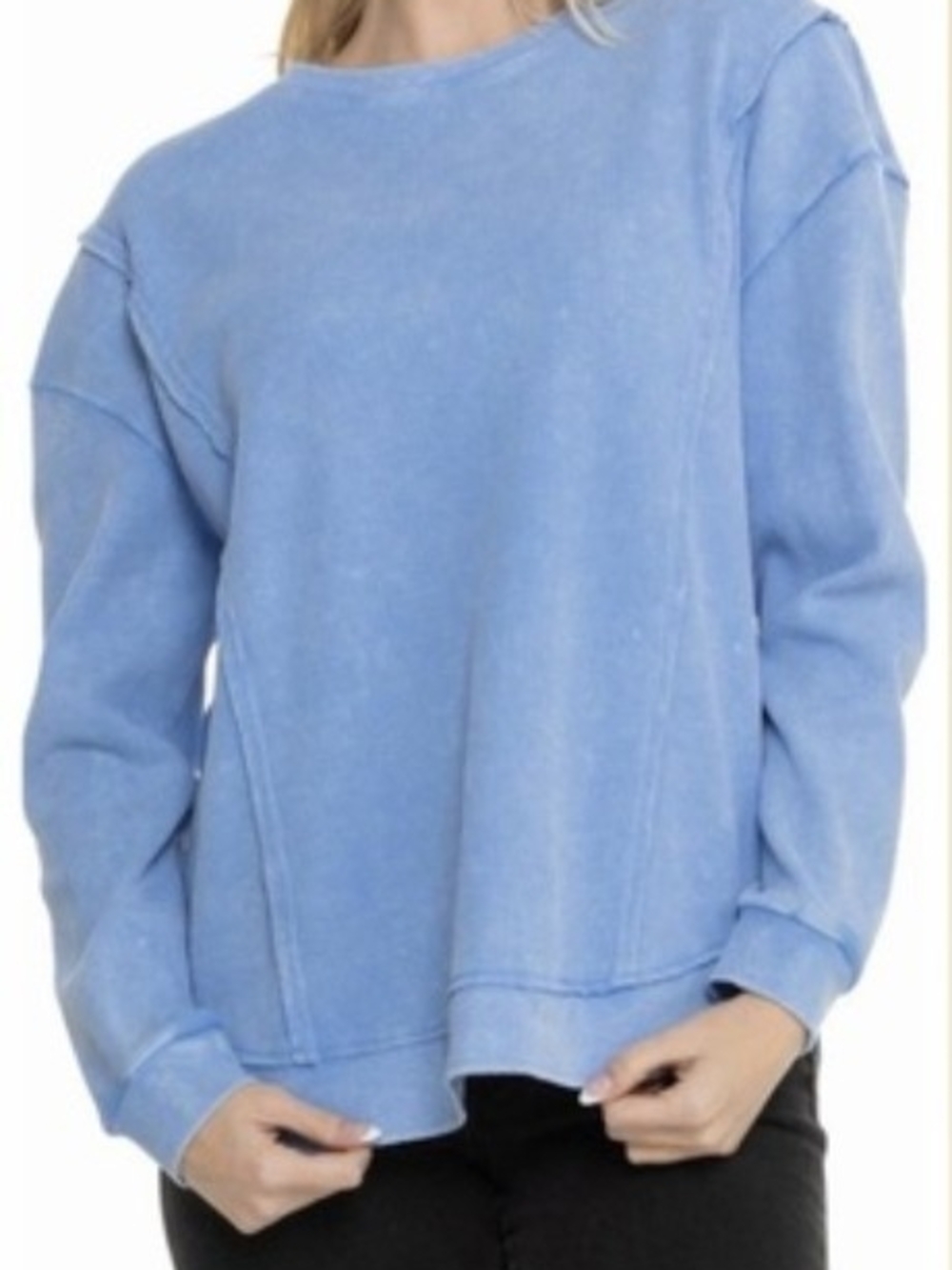 Sunnyside By Sundry Light Blue Crewneck Sweatshirt